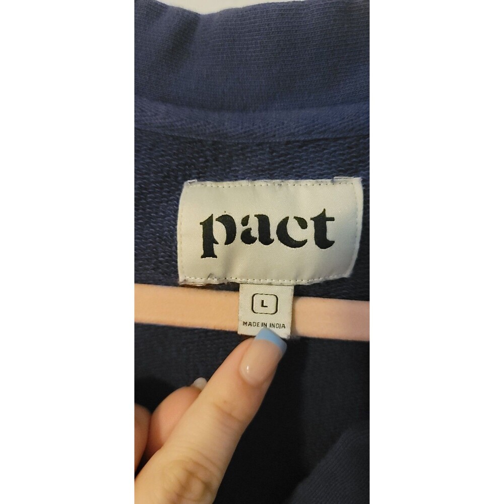 Pact Women’s Downtime Henley Long Sleeve Organic Cotton Sweater Dress Blue Sz L - Picture 4 of 7